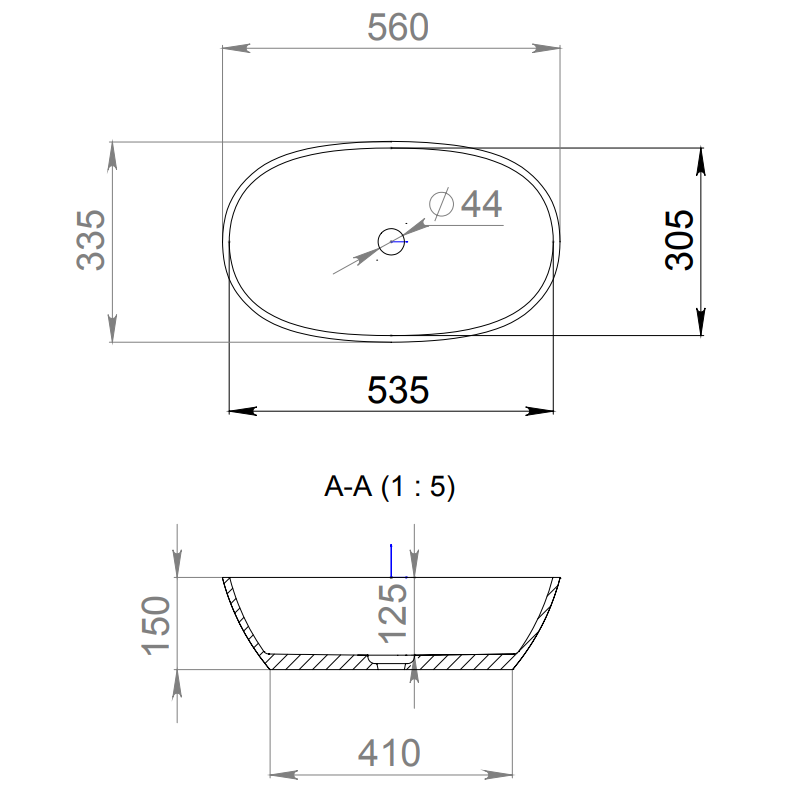 Раковина накладная Salini Callista 106, 56x34, S-Sense (глянцевый)