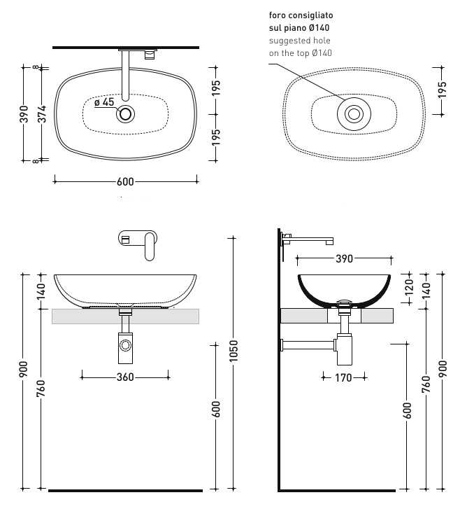 Раковина накладная Flaminia Nuda, цвет белый