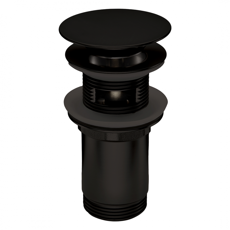 Пробка Deante CLICK-CLACK, круглая большая с переливом, для раковины, черная