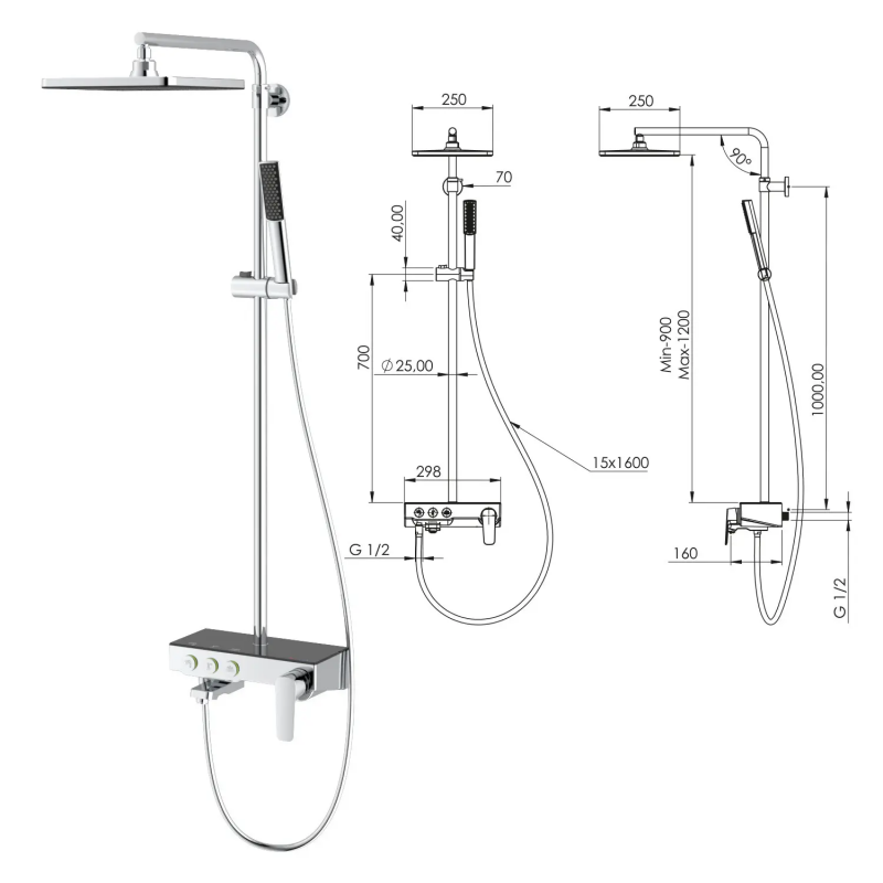 Teska Niagara Душевая колонна со смесителем для ванны с изливом