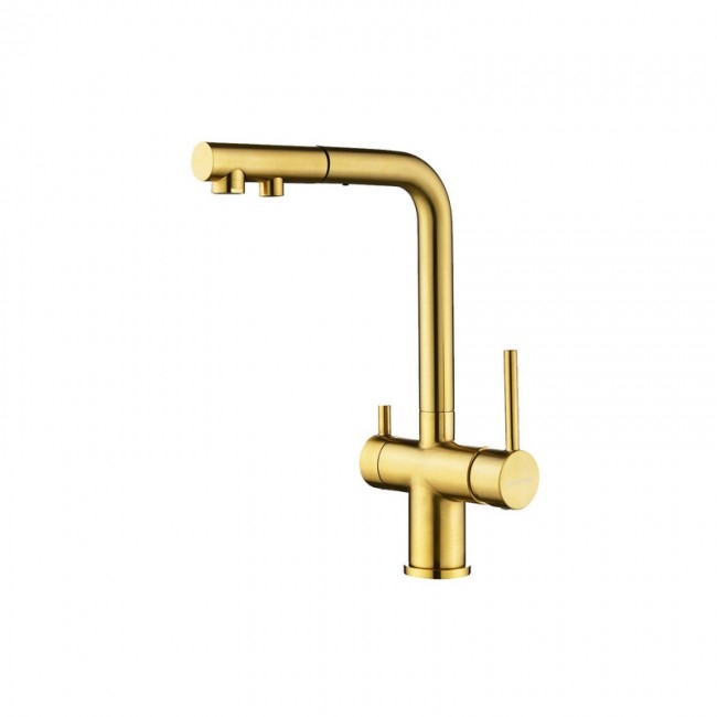 СМЕСИТЕЛЬ PAULMARK SERPENTINE (ЗОЛОТО/БРАШИРОВАННОЕ ЗОЛОТО) с вытяжным шлангом