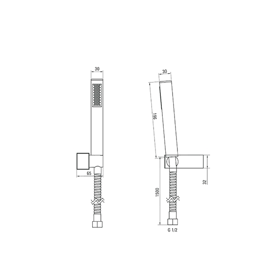 Душевой гарнитур  Deante Square с 1-функциональной лейкой, хром