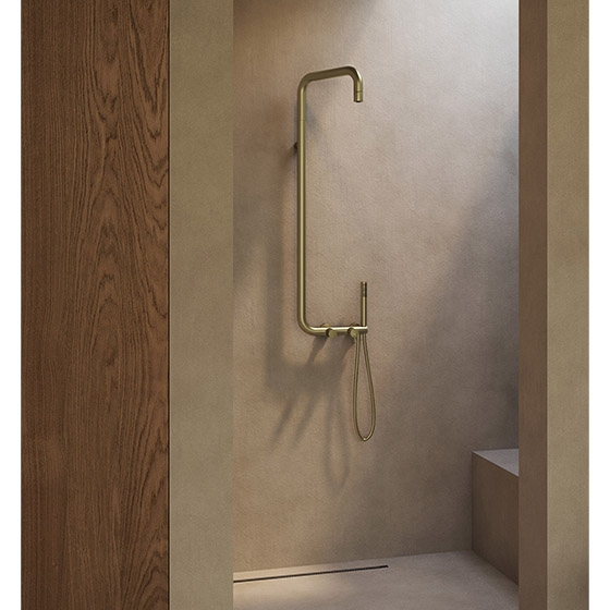 Deante Silia Душевая колонна со смесителем для душа, золото брашированное