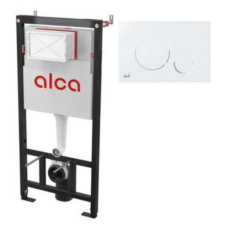 Комплект инсталляции Alca с дозатором для таблеток + Кнопка Thin M67x, толщина 5 мм белая матовая