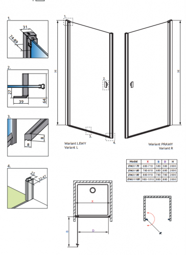 Душевая дверь RADAWAY NES BLACK DWJ I FRAME