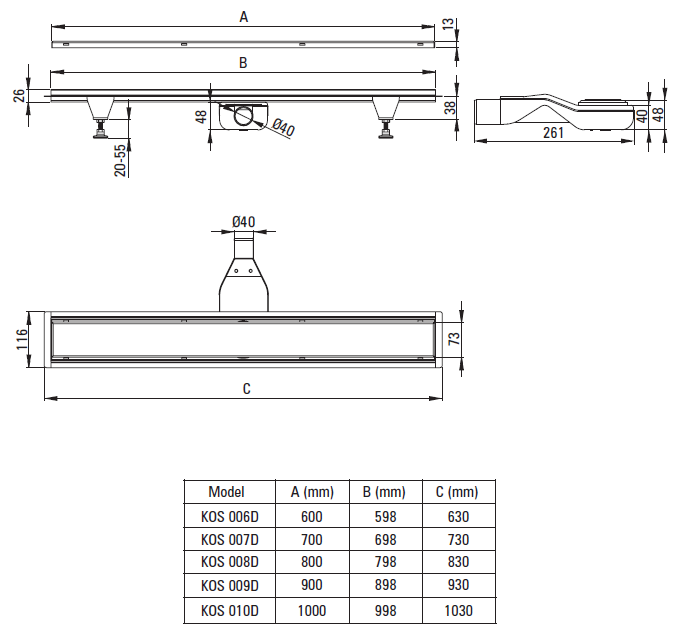 DEANTE ЛИНЕЙНЫЙ ТРАП УНИВЕРСАЛЬНЫЙ С РЕШЕТКОЙ, И ПОД ПЛИТКУ, ЦВЕТ ЗОЛОТО брашированное