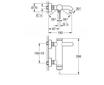 Grohe смеситель для ванны с душевым набором, золото
