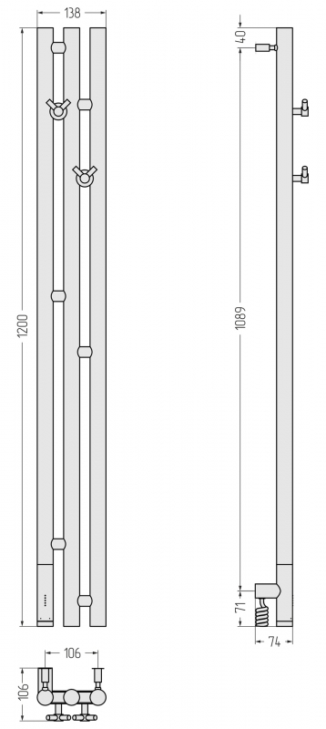 Сунержа Терция 3.0 1200х106 левый, нержавеющая сталь