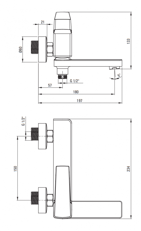 Deante Blur Смеситель для ванны со складным изливом