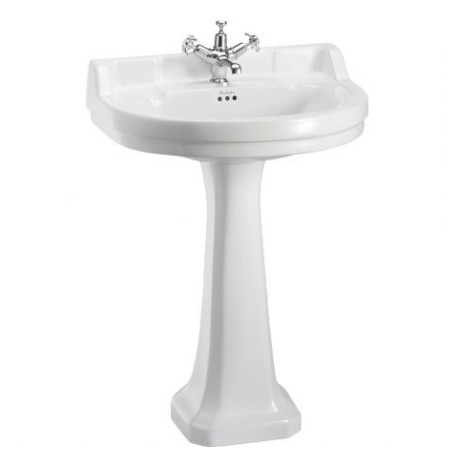 Раковина Burlington Edwardian B6, 56x47, с пьедесталом P1, 1 отверстие для смесителя