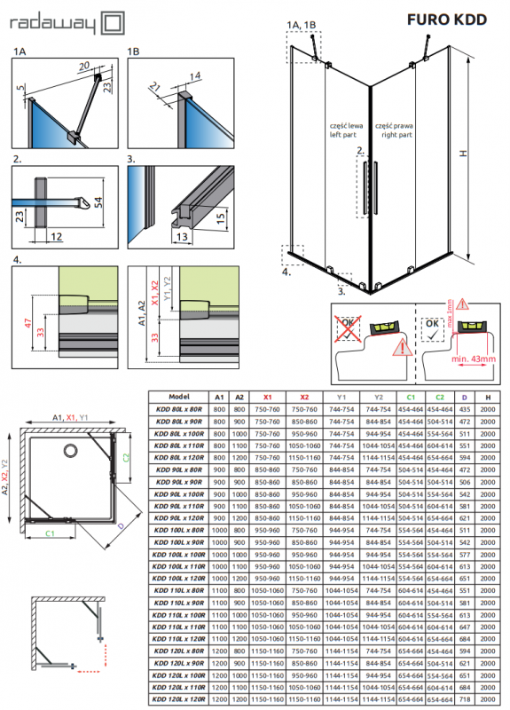 Душевой уголок Radaway Furo Brushed GunMetal KDD стекла прозрачные, профиль брашированная оружейная сталь