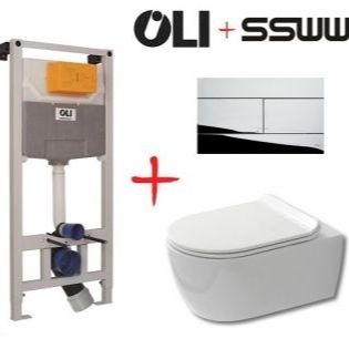 Комплект: инсталляция OLI120 + унитаз SSWW nc4455 (хром кнопка)