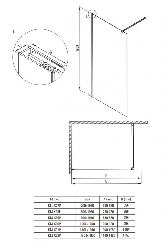 Deante Prizma Walk-In Душевая стенка, профиль нержавеющая сталь