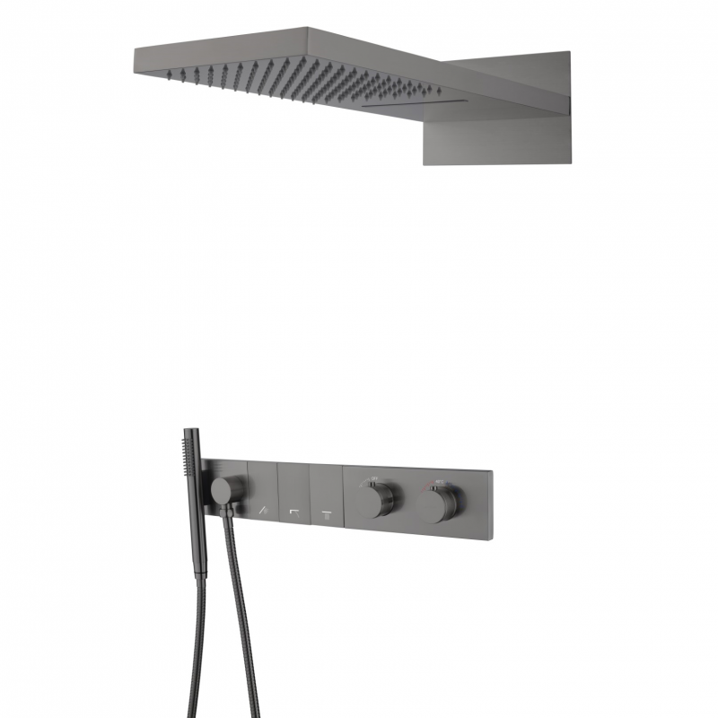 Встроенная душевая система Boheme ZODIAC с термостатом, трехпозиционная Gun Metal