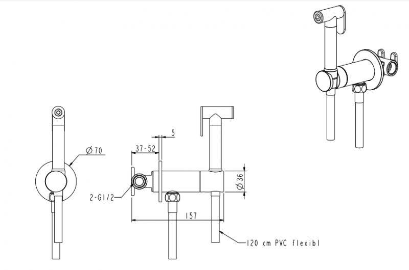 NEMO ГИГ. ДУШ С ПРОГРЕССИВНЫМ КАРТРИДЖЕМ BRUSH GOLD