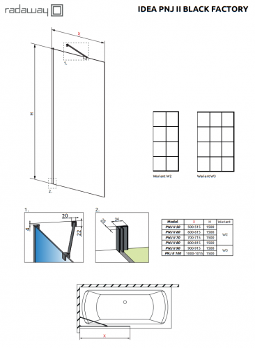 Шторка на ванну Radaway Idea Black PNJ Factory