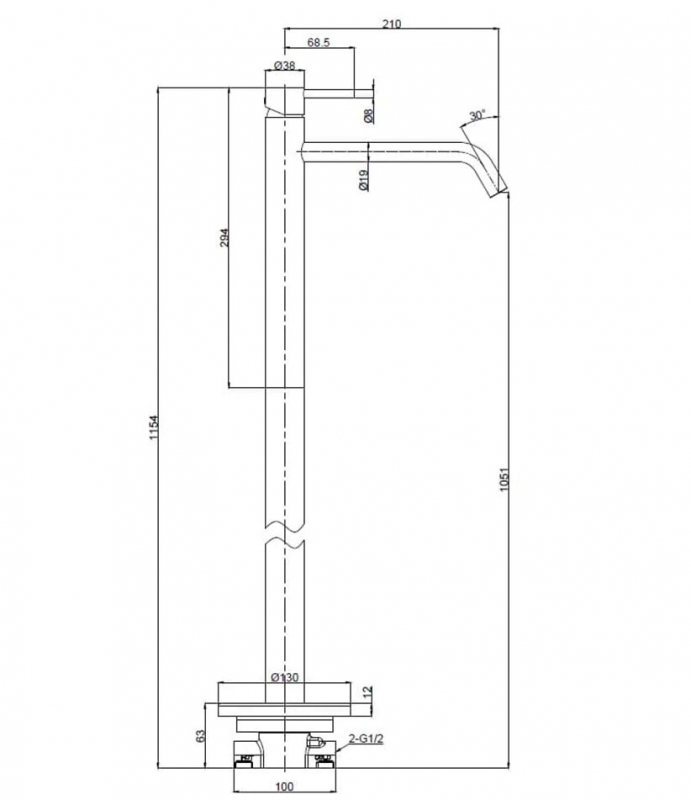 Смеситель напольный для умывальника AQUAme Siena 