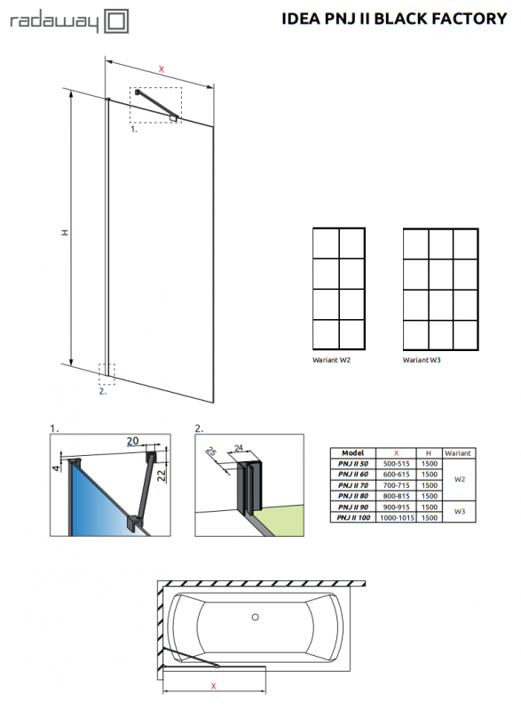Шторка на ванну Radaway Idea Black PNJ Factory