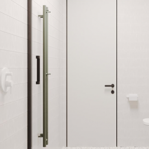 Полотенцесушитель электрический Stinox 100*1400 RAL 6028 с теном скрытого монтажа, 2 крючка