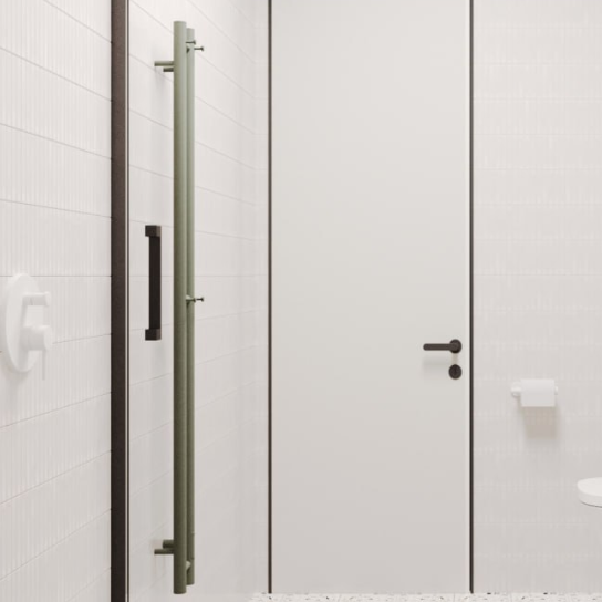 Полотенцесушитель электрический Stinox 100*1400 RAL 6028 с теном скрытого монтажа, 2 крючка