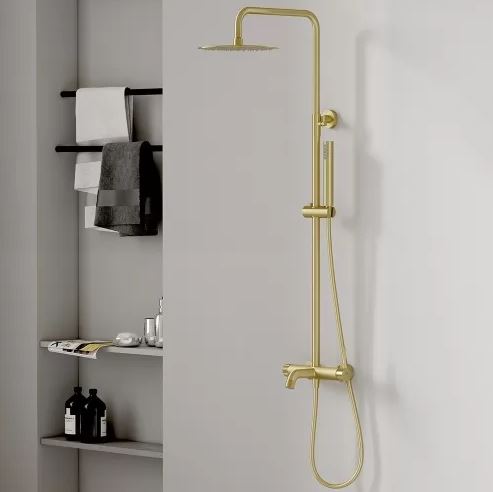Душевая система Vieir V40-OMODEO золото брашированное с изливом