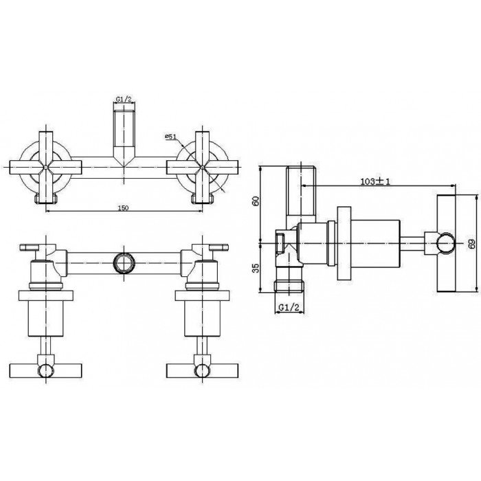 Встраиваемый смеситель OMNIRES