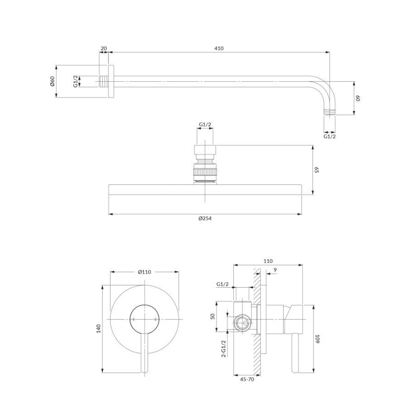 Душевая система скрытого монтажа OMNIRES Y