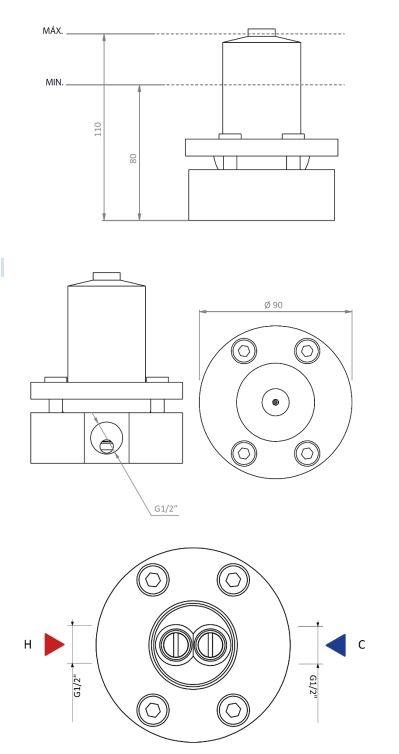 Внуренняя часть напольного смесителя для раковины и ванны