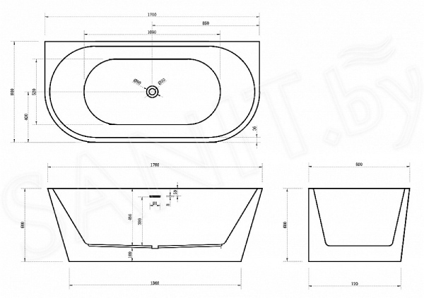 Акриловая ванна ABBER  белая матовая