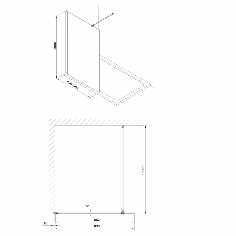 Душевой уголок Omnires Marina 90 см профиль черный