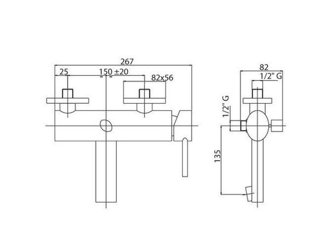 Смеситель для ванны с душем Cezares OVER VM-01-Cr
