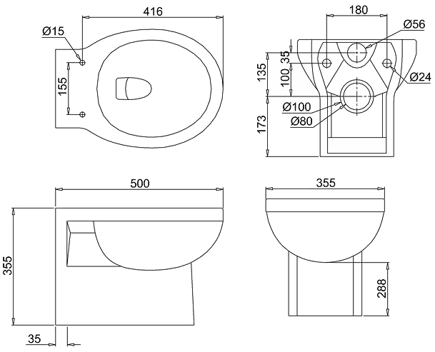 Унитаз Burlington подвесной 50х35,5