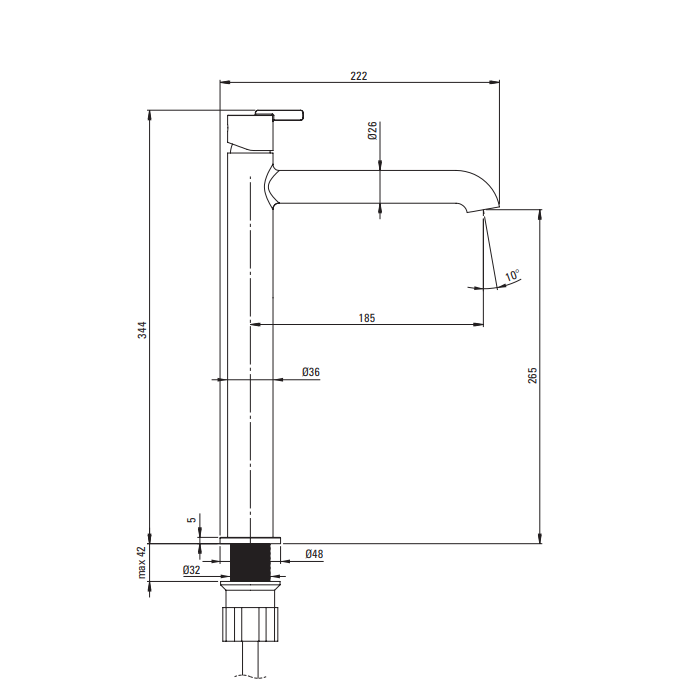 Deante Silia Смеситель для раковины высокий, хром