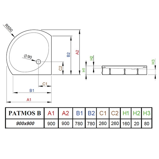 Душевой поддон Radaway Patmos B, 90x90 см