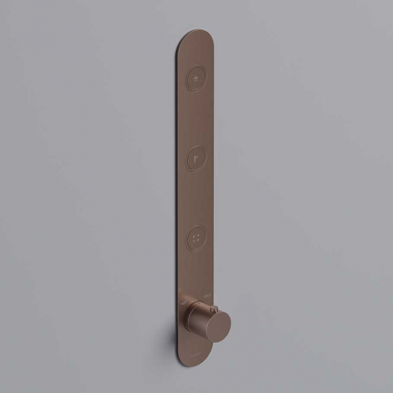 Кнопочный термостатический  смеситель HOTBATH скрытого монтажа на 3 положения, матовая медь