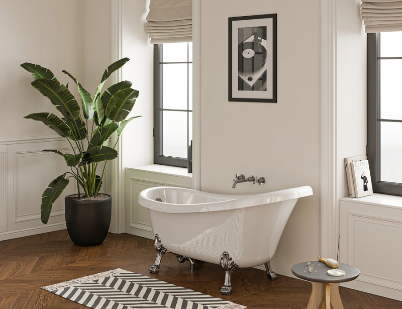 Ванна из литого мрамора Белюкс Ладья 171x78, сифон и ноги 