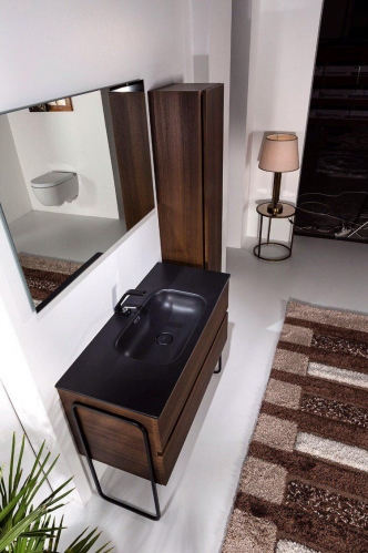 Тумба 100 см VALLESSI с керамической перламутровой раковиной + ножки