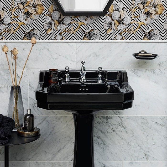 BURLINGTON Jet РАКОВИНА  Edwardian 56 СМ НА 1 ИЛИ 3 ОТВЕРСТИЯ С ПЬЕДЕСТАЛОМ, ЦВЕТ ЧЁРНЫЙ
