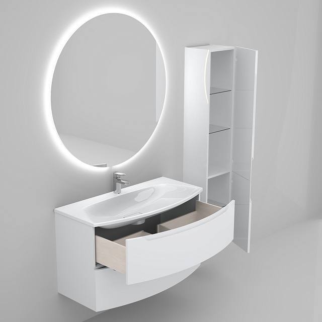 Тумба с умывальником 110 см Belux Ганновер НП 110-02, белая глянцевая