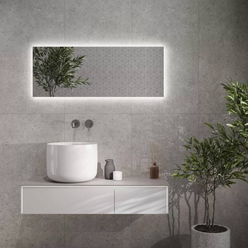 ЗЕРКАЛО VETRATA S 45Х117 СЕНСОР СО СМЕНОЙ ЦВЕТА ПОДСВЕТКИ И АНТИЗАПОТЕВАНИЕ, БЕЛОЕ