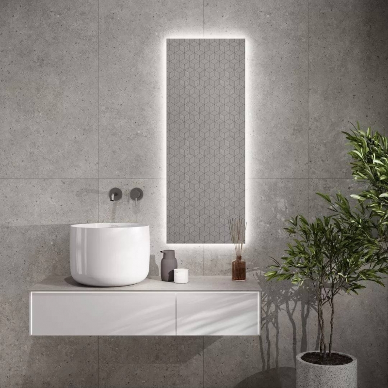 ЗЕРКАЛО VETRATA S 45Х117 СЕНСОР СО СМЕНОЙ ЦВЕТА ПОДСВЕТКИ И АНТИЗАПОТЕВАНИЕ, БЕЛОЕ