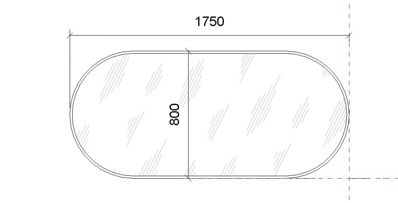 Зеркало овальное по индивидуальному размеру 1750*800, рама белая матовая
