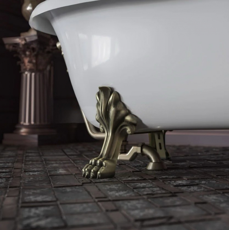 Ванна из искусственного камня Migliore Milady  185x80  отдельностоящая белаяс декоративными ножками, со сливом-переливом, фурнитура бронза 