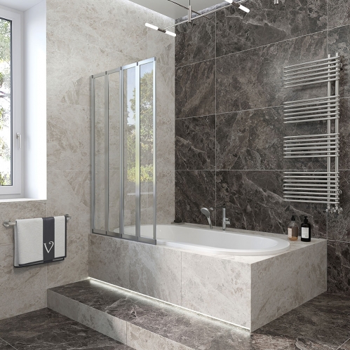 Шторка на ванну Veconi PL-74L профиль хром