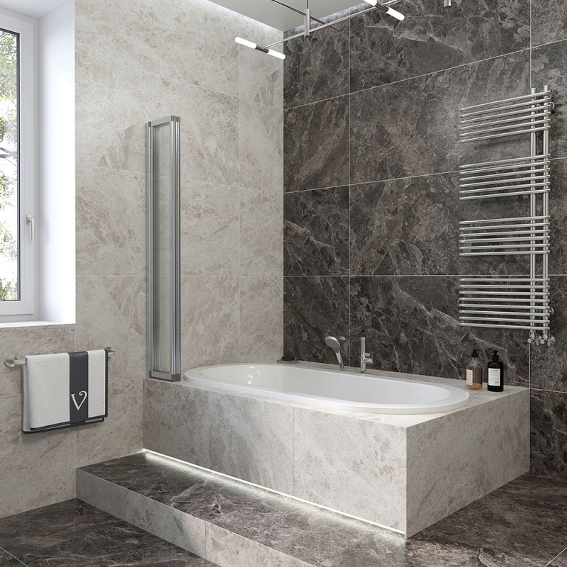 Шторка на ванну Veconi PL-74L профиль хром