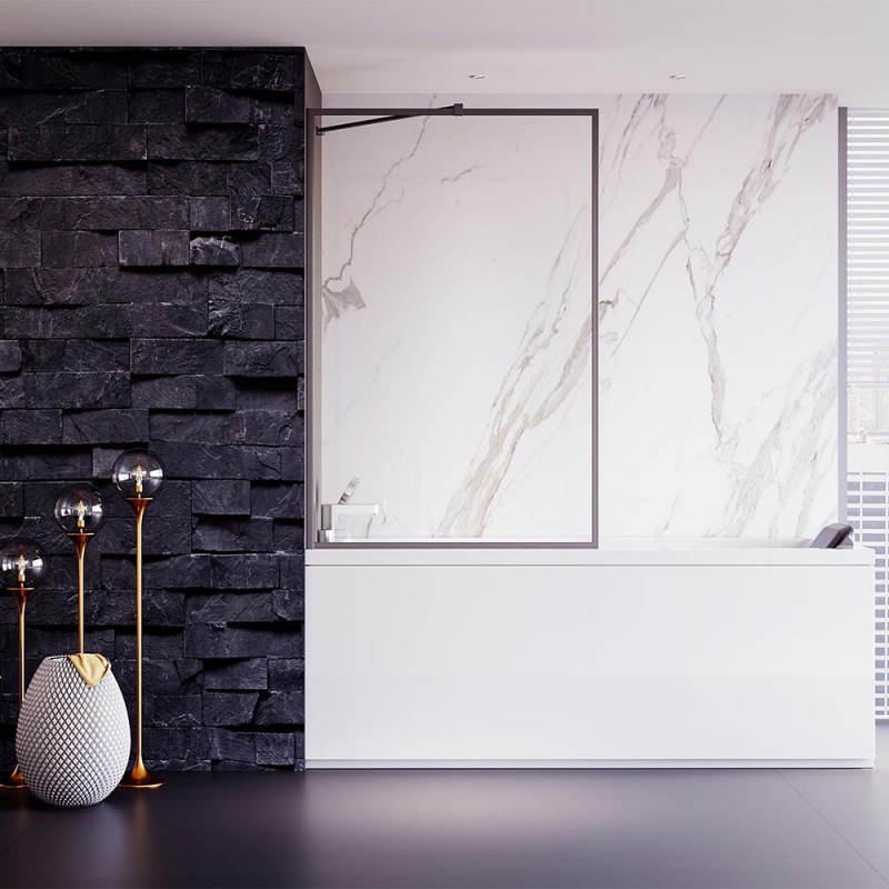 Шторка на ванну Veconi PL-85GR, графит