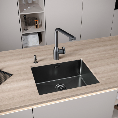 КУХОННАЯ МОЙКА PAULMARK NEXT 54 UNI (ЧЕРНЫЙ/ВОРОНЕНАЯ СТАЛЬ)