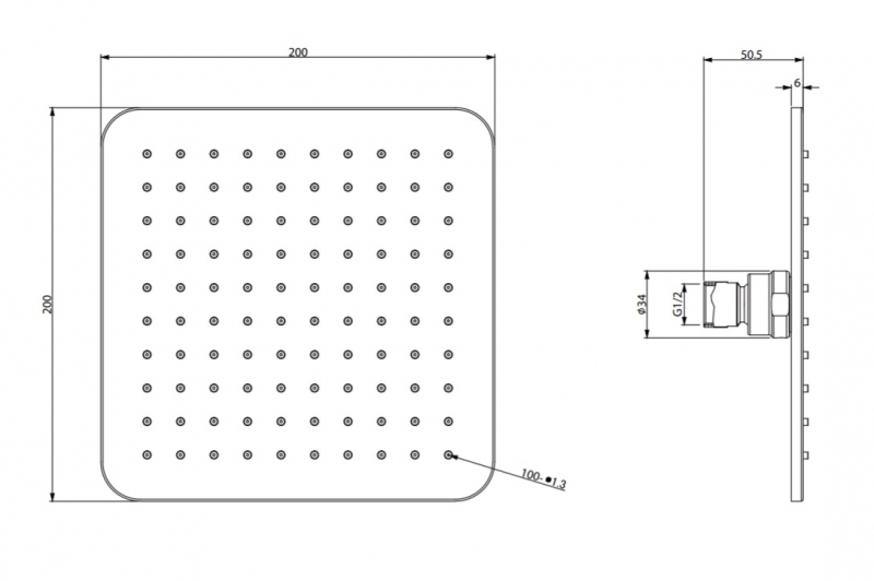 Душевая система Omnires Parma термостат, лейка 25x25, металл