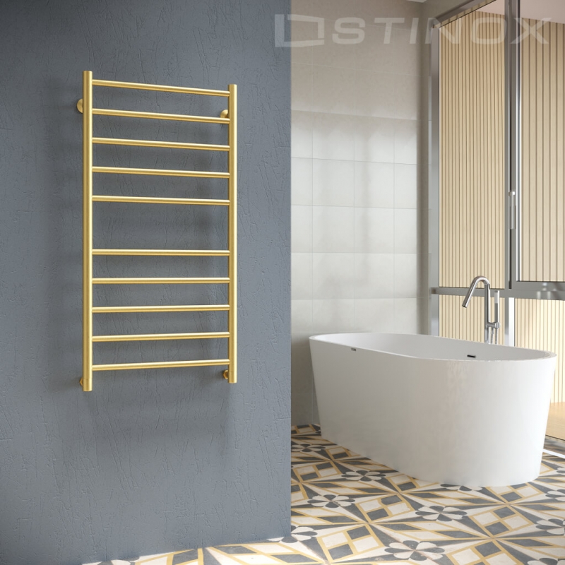ПОЛОТЕНЦЕСУШИТЕЛЬ STINOX TOSCANA 50*80 золото брашированное, С КОМПЛЕКТОМ ПОДКЛЮЧЕНИЯ