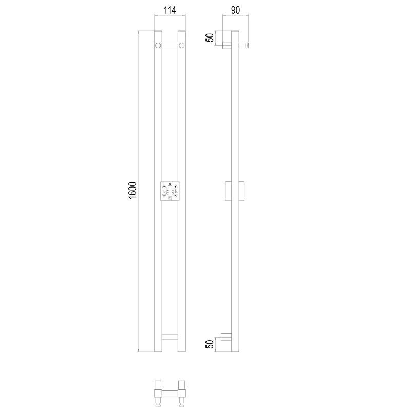 Полотенцесушитель Terminus Стойка электро DUO проф 1600